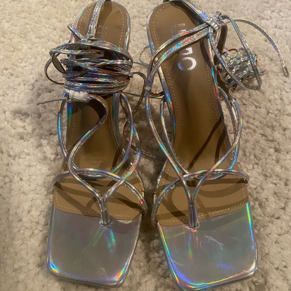 EGO silver lace up heels